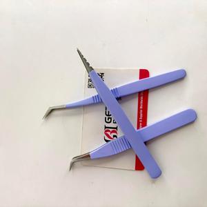 Ensemble de pinces professionnelles pour extensions de cils, antidérapantes, en acier inoxydable bleu, pinces à volume pour cils, logo personnalisé, couleur anti-magnétique - Product Image 2