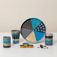 Ensemble Havdalah Diva Collections 4 pièces personnalisable en acier inoxydable moderne, écologique et certifié CE, avec accessoires pour coupe Kiddush