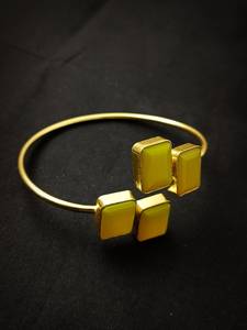 18K Gold Plated Handmade Brass <b>Bangle</b> with Citrine Quartz Rectangular Stone Traditional Wedding <b>Bracelet</b> Gift for Women - Product Image 5