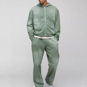 Conjunto Deportivo para Hombre con Capucha y Cremallera Completa, Estilo Casual, Sudadera y Pantalones Holgados con Efecto Degradado en Morado, 100% Algodón, para Otoño - Product Image 3