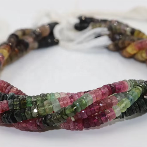 Perles de pierre en forme de pneu à facettes multi-tourmaline de haute qualité 6mm durables et élégantes - Product Image 1