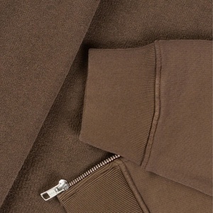 Sweat à capuche zippé marron personnalisé 100 % coton OEM, molleton épais et surdimensionné, décontracté pour homme - Product Image 4