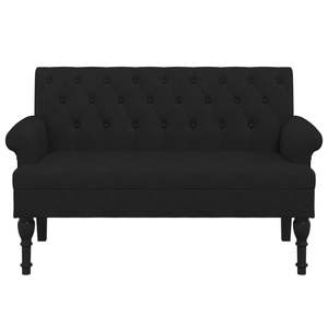 Panca Media in Legno Massello di Gomma con Pannello in Poliestere Nero, Panca per Soggiorno Nera - Product Image 3