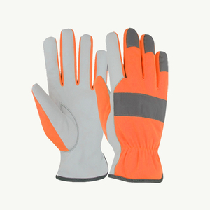 Gants de sécurité en cuir gris et orange TAGCO SAFETY, pointes des doigts antidérapantes, poignet renforcé, bracelet élastique, résistants à la chaleur - Product Image 5
