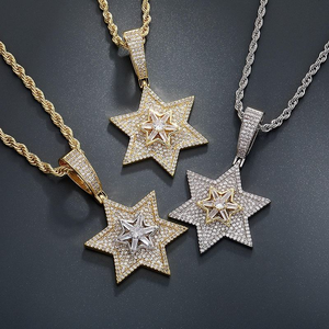 Collier pendentif étoile en moissanite et diamant en argent 925, style hip-hop glacé, chaîne étoile étincelante pour homme et femme, cadeau - Product Image 3