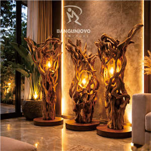 Support de lampe en bois de teck - Design en bois massif écologique et durable pour salon, chambre, bureau à domicile et appartement - Product Image 4