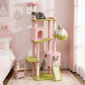 Grande tour rose pour chat, structure d'escalade et griffoir - Product Image 1
