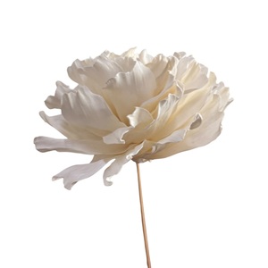 Grande fleur de pivoine faite à la main en bois de Sola, tige en fibre végétale d'Espagne de 15 cm - Product Image 3