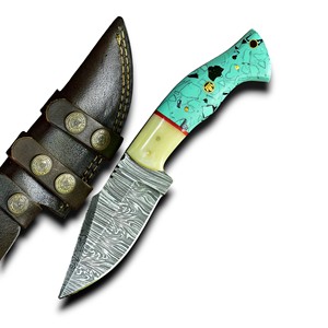 Couteau de chasse à lame fixe en acier Damas forgé à la main, ultra-affûté, OEM ODM, vente en gros, haute qualité, camping, survie, EDC, bricolage - Product Image 1