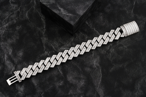 Premium Baguette Lab Grown Cuban <b>Chain</b> Bracelet Featuring Hand Set <b>Diamond</b> Look Stones Luxury Statement Jewelry for <b>Men</b> - Product Image 2