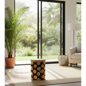 ARTERRA Tabouret rustique en branche de teck, artisanal, de luxe, biologique, pour appartement, villa, entrepôt, hôtel, avec une maîtrise artisanale solide - Product Image 2