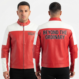 Blouson Bomber en Cuir PU pour Homme, Col Montant, Fermeture Éclair, Blousons Moto en Cuir pour Homme, Patchs Brodés Personnalisés, Blouson en Cuir pour Homme - Product Image 1