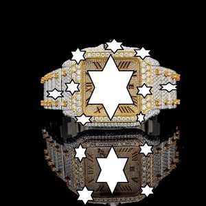 Montre automatique mécanique de luxe NYC DIAMOND EMPIRE en acier inoxydable, cadran carré, chiffres romains, 41 mm, bouton poussoir caché - Product Image 1