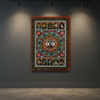 Décoration murale artisanale Dashavatara et Jagannath Pattachitra, art traditionnel de l'Odiya, fait main, pour salon intérieur.