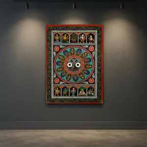 Cuadro Decorativo Hecho a Mano con Diseño de Dashavatara y Jagannath, Arte Tradicional de Odisha, Decoración Artesanal para Interiores de Sala de Estar - Product Image 6