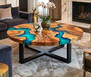 Table d'appoint rectangulaire en bois naturel avec base en fer, style moderne antique, accessoire de meuble en résine pour la maison, style ange - Product Image 2
