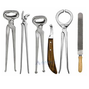 Horse Farrier Tool Kit Complete Hoof Trimming Horseshoeing Set Stainless Steel Hoof Knife Shoe <b>Puller</b> Nippers Rasps Clincher - Product Image 1