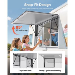 Finestra di Servizio in Lega di Alluminio 60x36 Pollici per Food Truck, Angolo di 85 Gradi, con 6 Funzioni Scorrevoli - Product Image 3