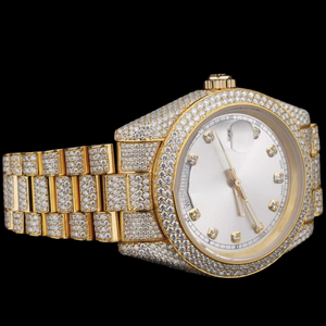 Reloj de Hombre de Primera Calidad con Fecha y Día Automáticos, Esfera Redonda de Cristal con Diamantes Moissanite, Movimiento de Cuarzo, Moderno - Product Image 2