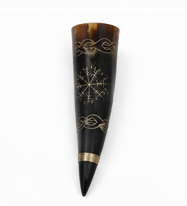Medieval Viking Buffalo Horn Mead Cup with Brass Band Handmade Decorative Drinking Horn Display Gift - Product Image 5