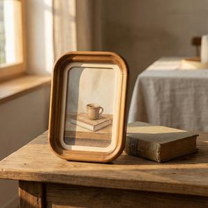 Rounded Wooden Photo <b>Frame</b> – Warm Wood <b>Frame</b> <b>for</b> Calm Everyday Moments - Product Image 2