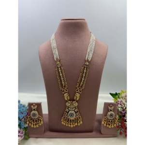 Indian Ethnic Artificial Jewellery-Sanvi Chorski Heritage Gold Plated Long Necklace Set - Product Image 1