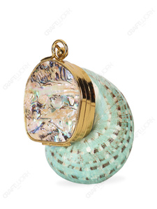 Bolso de Noche de Concha Natural Espiral Verde Espuma Marina Hecho a Mano con Marco Dorado, Lujo para Resort, Exportación OEM - Product Image 4