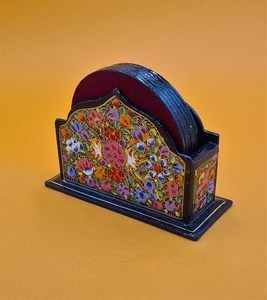 Khadim Handicrafts Handmade Handpainted Modern <b>Paper</b> Mache <b>Coaster</b> Set Eco Friendly Decorative Drink <b>Coasters</b> - Product Image 6