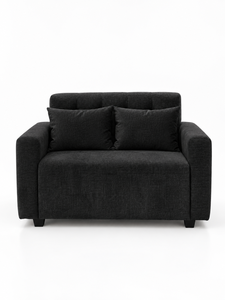 Emerald Modern Two-Seater Black <b>Sofa</b> with Padded Backrest Eco-Friendly Custom Fabric for Apartment Hotel Use Bedroom Office - Product Image 1