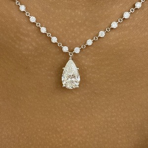 18K White Gold Freshwater Pearl Pear Shape Choker Necklace | Luxury Wedding Rhodium Plated Elegant Dainty <b>Link</b> Chain - Product Image 3