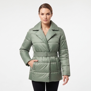 Custom Design Women's Lightweight Padded Coat Quilted <b>Belted</b> Puffer Jacket Warm Winter Casual Insulated Jacket - Product Image 4