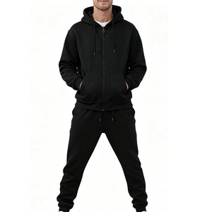 Ensemble de survêtement ODM pour homme, violet, à manches longues, avec fermeture éclair, à capuche, décontracté, couleur unie, pantalon de jogging, coupe classique, 100 % coton, pour l'automne - Product Image 4