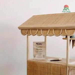 Rattan Ice Cream Cart Toy For Kids Rustic Design Durable Play Set With Menu <b>Board</b> And <b>Wheels</b> - Product Image 2