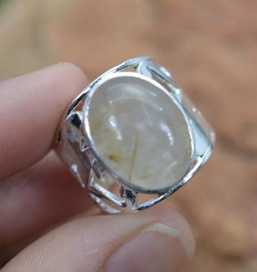 Anillo de Rutilo Dorado Natural, Plata de Ley 925, Anillo de Piedras Preciosas Hecho a Mano para Mujer - Product Image 1