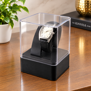 Attractive Single <b>Plastic</b> Watch <b>Display</b> <b>Box</b> LED Light European Style Luxury Solution for Protecting Showcasing Your Watch - Product Image 3