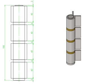 Charnière robuste en acier au carbone à 4 ailettes, à <span class=keywords><strong>souder</strong></span>, avec paire de roulements et rondelle, à fermeture amortie et réglable, pour portails métalliques industriels - Product Image 3