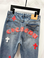 BEST ROCK Jeans Droits Lavés de Haute Qualité pour Hommes et Femmes, Style Urbain, American Chrome Heart, 100% Coton Respirant, Taille Moyenne