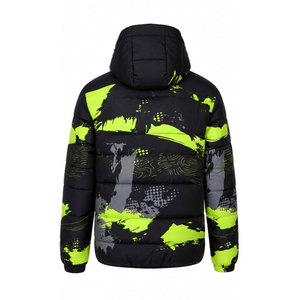 Men's Hooded Puffer Jacket Winter Sporty Printed Windproof Thick Polyester Warm <b>Coat</b> with Zipper Closure Regular Fit - Product Image 3