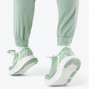 Women's Light Green Knitted Straight <b>Ankle</b>-Length Pants With Drawstring Waist And Logo On Right Leg Casual Spring Wear - Product Image 5