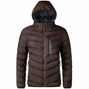 Chaqueta Acolchada para Hombre con Cuello Alto y Capucha, Impermeable, Ajustada, con Cierre de Cremallera, Color Sólido, Informal, de Poliéster - Product Image 6