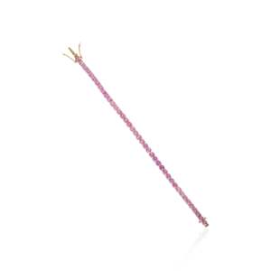 14K Round Pink Sapphire Tennis Bracelet-Chic Minimal Fashion Jewelry - Product Image 2