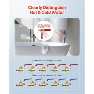 Juego de 10 piezas, válvula de bola de latón PEX de puerto completo de 1/2 pulgadas, válvulas de bola de alta calidad para sistemas PEX - Product Image 3