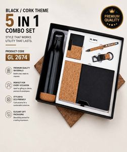 Black Leather Corporate <b>Gift</b> Set Vacuum Bottle Notebook Pen Keychain Card Holder Personalized Handmade Executive Business <b>Gift</b> - Product Image 6
