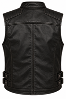 Gilet moto en cuir PU noir pour homme, col montant, fermeture éclair, couleur unie, grande taille, coupe classique