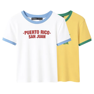 T-shirt femme en polyester teint en fil et coton, style Ringer, collection été 2026, en coton écologique - Product Image 1