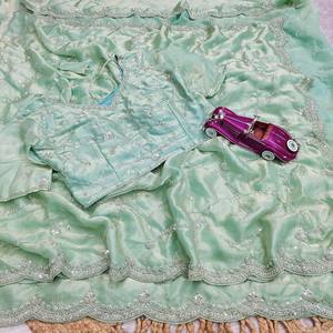 Sari de Diseño Bordado para Fiesta de Verano para Mujer, Listo para Usar, Festivo, para Boda, Tradicional Indio, Blusa Sin Arrugas, Protección Solar - Product Image 6