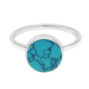 Modern Style Natural Round Cut <b>Turquoise</b> Gemstone <b>Ring</b> Crafted From 925 Sterling Silver Wholesale Factory Price Boho Jewelry - Product Image 1