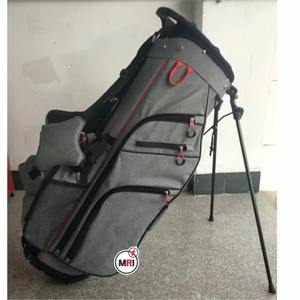 Sac de golf de luxe personnalisé noir et gris en cuir et polyester, neuf, de haute qualité, avec support, pour le dimanche de golf - Product Image 5