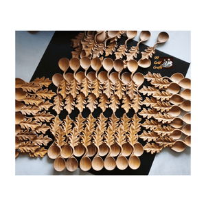 Cuillère à café en bois d'acacia massif, faite à la main, design vintage, écologique, à long manche, petite, en gros, prix abordable - Product Image 2