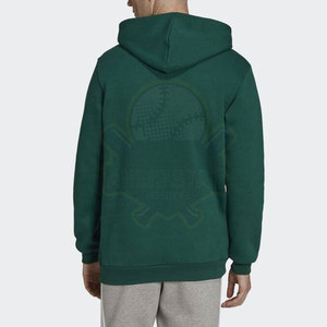 Sweat-shirt à capuche vert foncé pour homme, coupe classique, en molleton de coton, couleur unie, décontracté, manches longues, avec poche, pour l'automne - Product Image 2